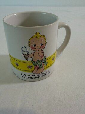 Norcrest Kewpie Mug Life Is Uncertain Eat Dessert First Coffee Cup Vintage